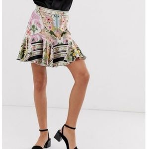 ASOS DESIGN mini skirt with godet hem in mirrored